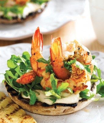 Barbecue Lemon & Oregano Mushrooms with Prawns