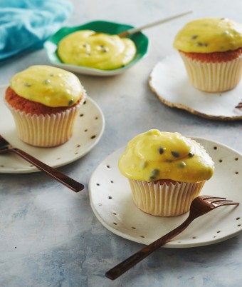 Passionfruit and Coconut Sponge Cupcakes