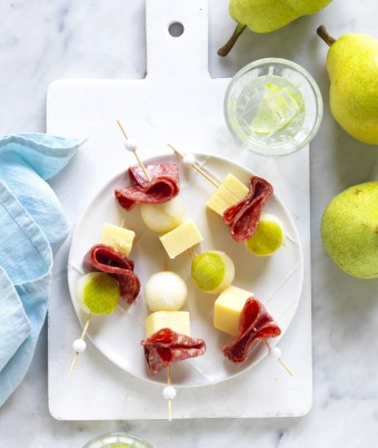 Pear, Salami and Cheese Skewers Pear, Salami and Cheese Skewers