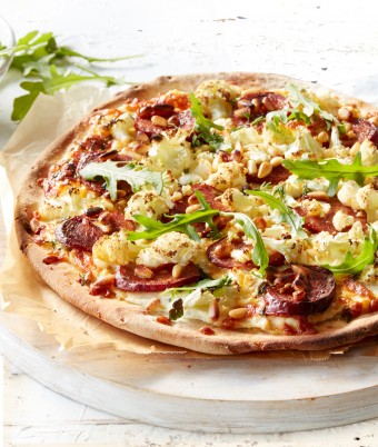 Cauliflower, Chorizo and Ricotta Pizza