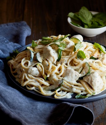 Chicken and Zucchini Linguini with Garlic and Herb Ricotta
