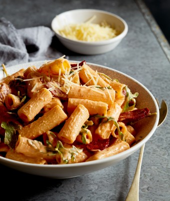 Rocket and Chorizo Rigatoni with Sundried Tomato Ricotta