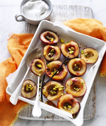 Cardamom Roasted Nectarines with Vanilla and Coconut Yoghurt