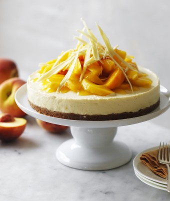 Peach Cheesecake with Peach Syrup