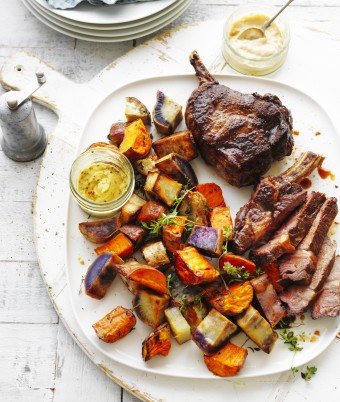 Roast Sweet Potato Medley with Rib-Eye Steak