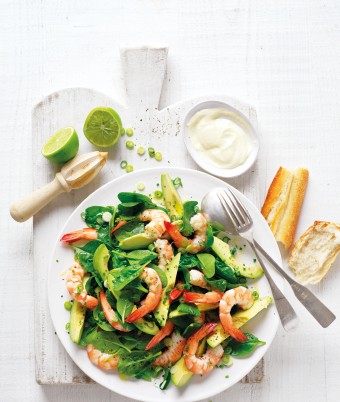 Avocado, Baby Spinach and Prawn Salad