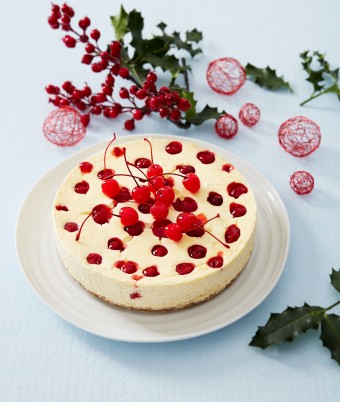Coconut Cherry Christmas Cheesecake