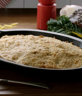 Pasta Bake with White Bean Puree and Spring Vegetables