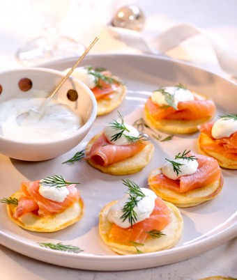Blinis with Smoked Salmon and Dill Creme Fraiche Blinis with Smoked Salmon and Dill Creme Fraiche