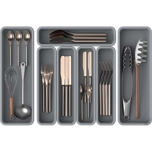 7 Pack Silicone Cutlery Drawer Organiser