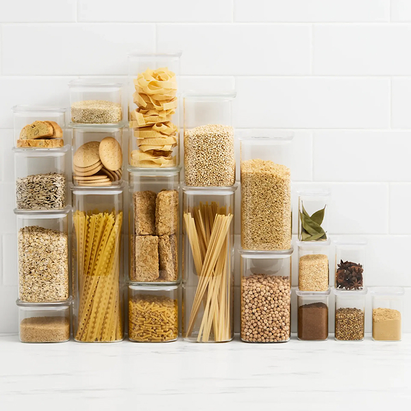 Kitchen Pro Eco Square Glass Canister with Glass Lid Set 20pc