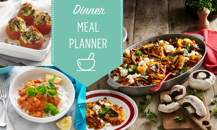 This weekly dinner meal planner is full of seven easy dinner recipes plus two scrumptious dessert recipes 