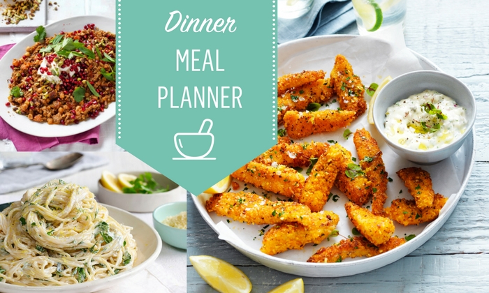 This easy to follow dinner meal plan includes seven delicious dinner recipes plus two dessert recipes. 