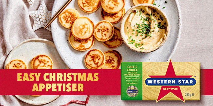 Salmon blini with whipped butter recipe