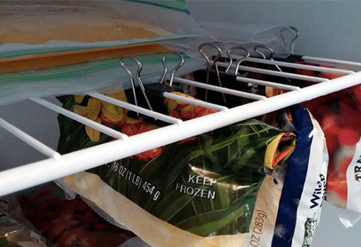 Hanging bags in the freezer