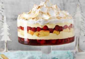 Raspberry trifle recipe with Italian meringue top 