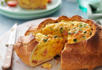 Quiche in a Cob with Cheese and Bacon