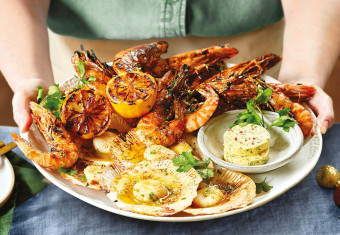 BBQ seafood with lemon garlic butter