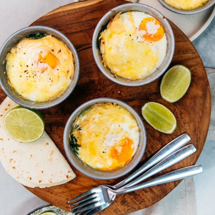 Baked Eggs with Jalapeno White Sauce