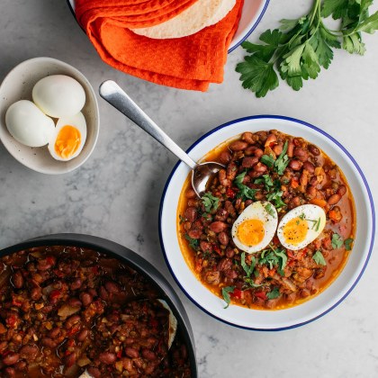 Mexican Braised Beans with Soft Boiled Egg
