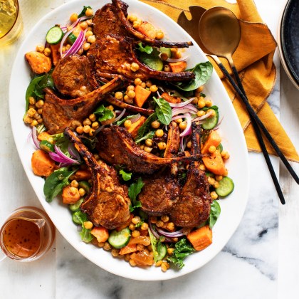Air Fryer Tandoori Lamb Cutlet Salad