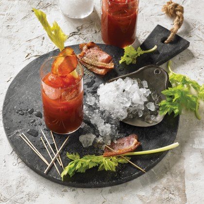 Smoky Bloody Mary with Celery Heart and Smoked Bacon