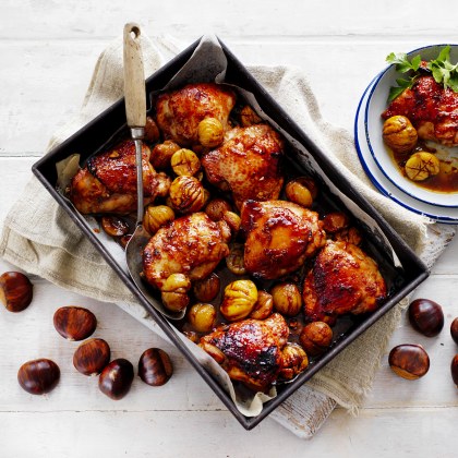 Roasted Asian-Style Chicken with Chestnuts