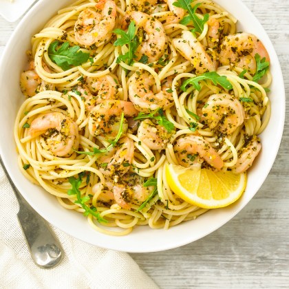 Lemon and Garlic Prawn Spaghetti