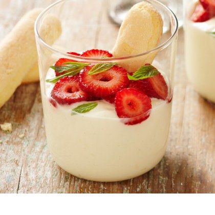 Lemon Yoghurt Pots with Minted Strawberries