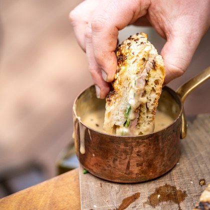 BBQ Steak Sandwich with Brazilian, Horseradish & Peppercorn Sauce