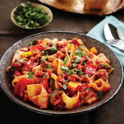 Chorizo and Veg Ragout with Parpardelle Pasta