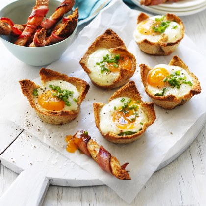 Egg Cups with Bacon Dippers