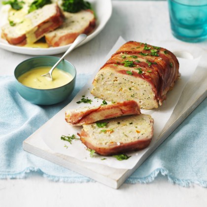 Chicken Meatloaf Wrapped in Streaky Bacon