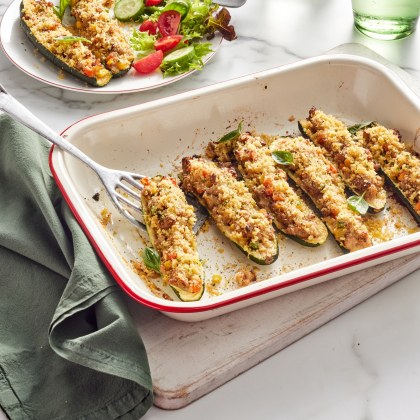 Stuffed Zucchini Parmesan Boats