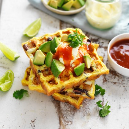 Mexi-bean waffle omelettes