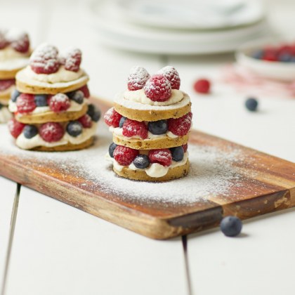 Mini Berry Pancake Stacks