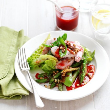 Smoked Chicken & Asparagus Salad with Raspberry & Balsamic Vinaigrette