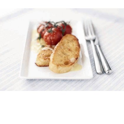 Cheesy French Toast with Sauteed Cherry Tomatoes