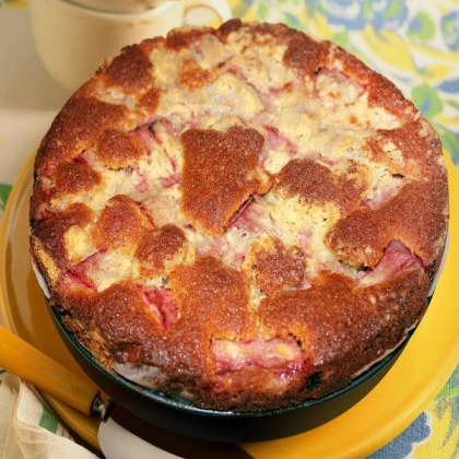 Rhubarb and crumble cake