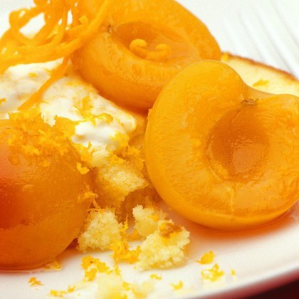 Syrup Apricots with Toasted Madeira and Orange Cream