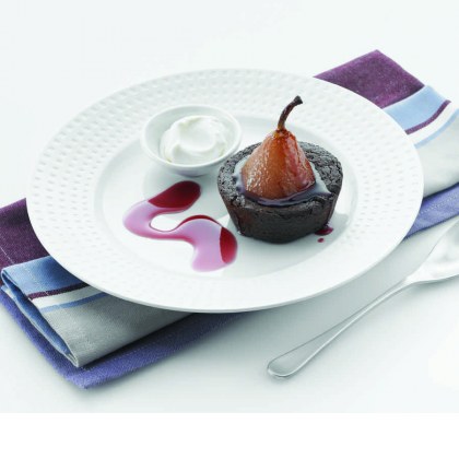 Chocolate and Red Wine Pear Puddings