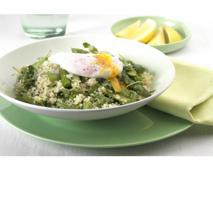 Lemon Couscous Salad with Poached Egg