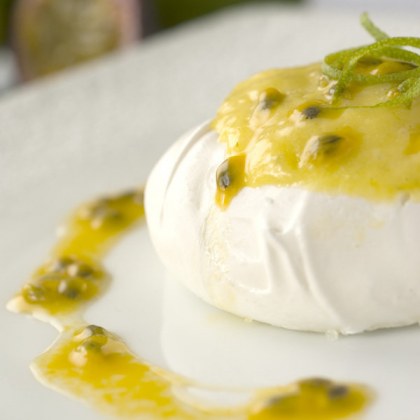 Meringue Nests with Lime Curd and Passion fruit