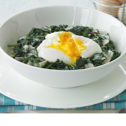 Poached Eggs and Creamy Spinach Dip