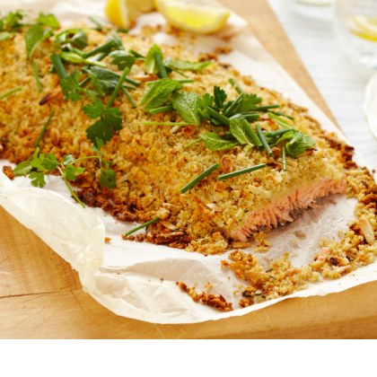 Whole Atlantic Salmon Fillet with Almond, Thyme and Lemon Crust