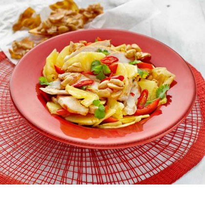 Spicy Chicken and Pineapple Salad with Candied Peanuts