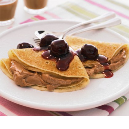 Quick TOBLERONE Crepes with Brandied Cherries