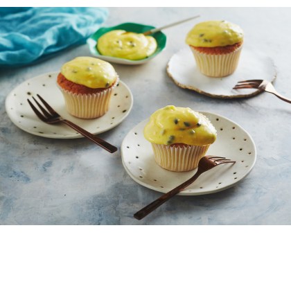 Passionfruit and Coconut Sponge Cupcakes