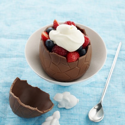 Berry Filled Easter Eggs with Cream