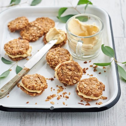 ANZAC and Golden Syrup Biscuit Sandwiches